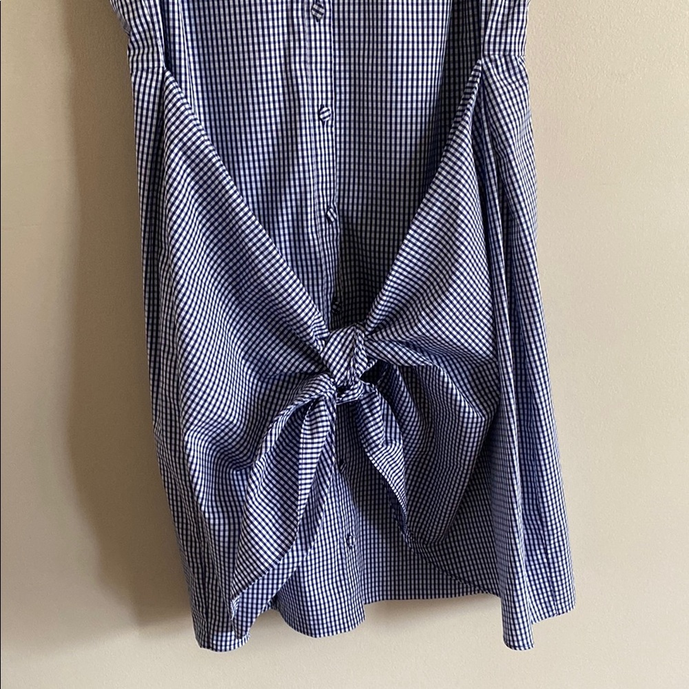 cinq a sept • Gaby tie front sleeveless plaid collared dress - Picture 4 of 6